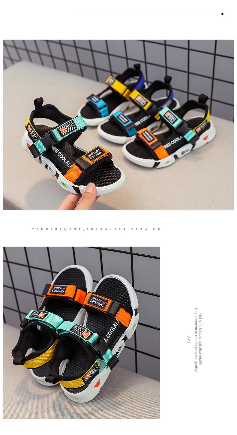 Bērnu apavi Mazas dzeltenas pīles formas zēnu sandales 2024. gada jaunās vasaras bērnu tendences maza zēna apavi neslīdoši mīksti apakšdaļas studentu pludmales apavi_voghion.com