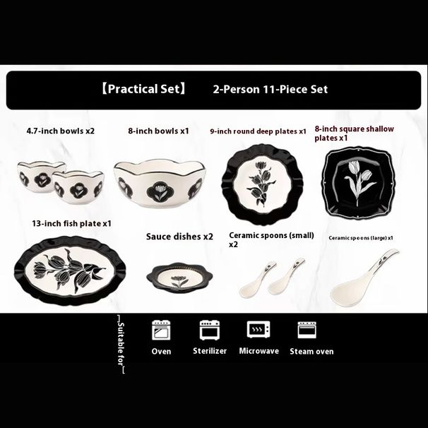 Vajilla de cerámica Tulip hecha a mano: platos y cuencos minimalistas modernos, vajilla floral para 2, 4, 6 y 8 personas (apta para microondas y lavavajillas)._voghion.com