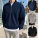 Herrenbekleidung Herbst und Winter Herren-Strickpullover mit halbem Reißverschluss und Stehkragen, lässig, warm, leicht, dehnbar und atmungsaktiv für den Winter_voghion.com