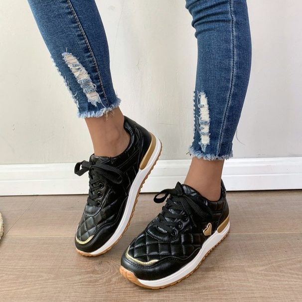 Colored lace up casual single autumn new round toe flat bottom mesh sequin sports for women s shoes_voghion.com