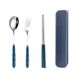Wheat Straw Stainless Steel Portable Tableware Chopsticks Spoon Fork Three-Piece Set For Students Adults Travel Canteen_voghion.com