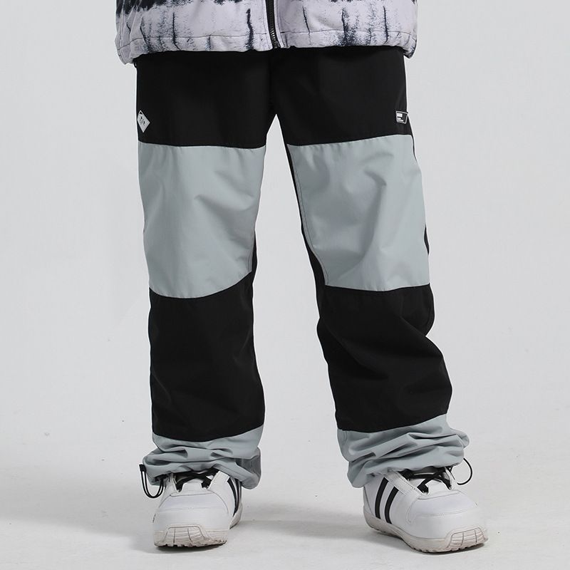 Ski Women Waterproof Warm Color Matching Ski Double Board Veneer Patchwork Snow Pants Men_voghion.com