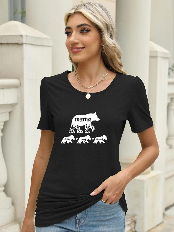 T-shirts imprimés à manches chauve-souris et col rond pour femme_voghion.com