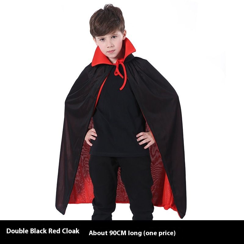 Set de costume de Halloween cu guler ridicat dublu, vrăjitor negru și roșu, vampir, mantie a morții, pirat_voghion.com