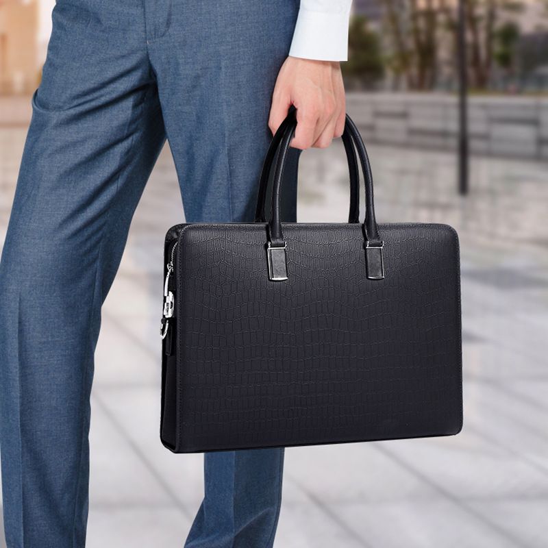 Herrentaschen Aktentaschen Herren-Aktentasche Oberschicht Rindsleder Krokodilmuster Wasserdicht Echtleder Computertasche Große Kapazität Handtasche Herren_voghion.com