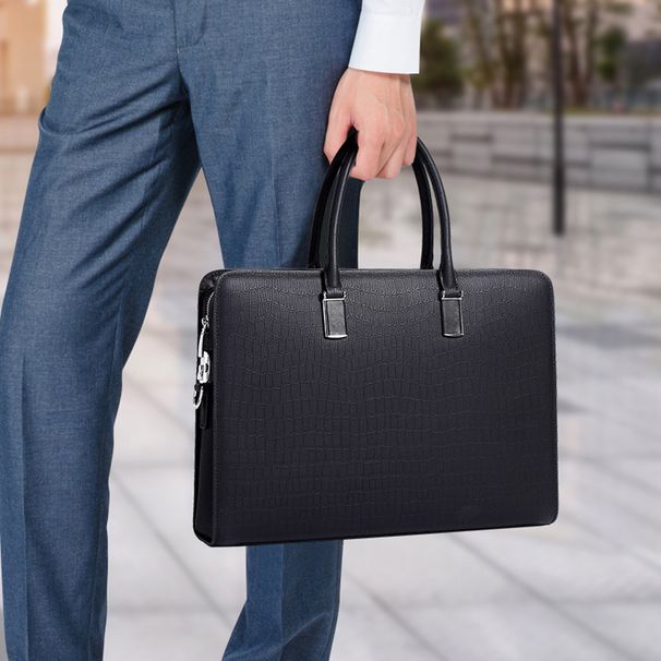 Herrentaschen Aktentaschen Herren-Aktentasche Oberschicht Rindsleder Krokodilmuster Wasserdicht Echtleder Computertasche Große Kapazität Handtasche Herren_voghion.com