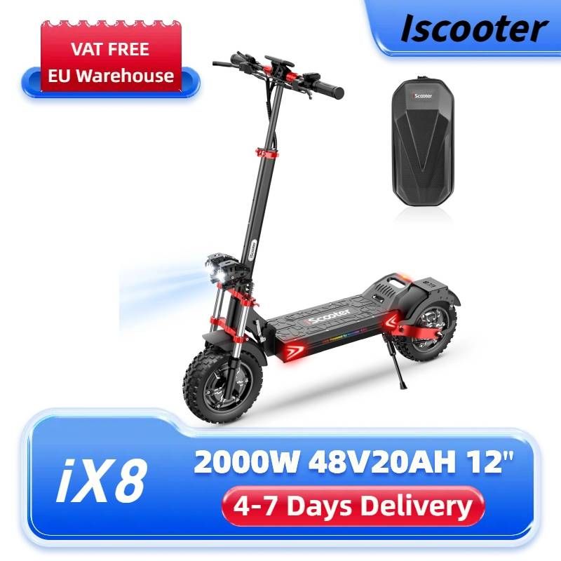 Patinete eléctrico para adultos iscooter iX8, 2400 W, 48 V, 20 Ah, todoterreno, 12"_voghion.com