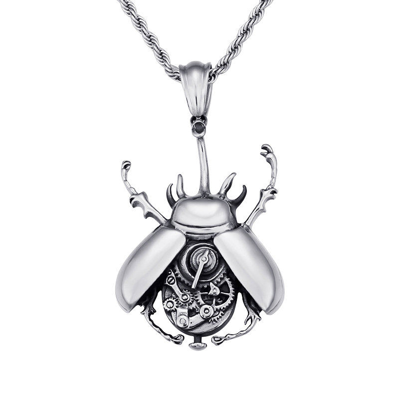 Cdreaming Mechanischer Käfer-Anhänger aus Titanstahl – Streetwear-Hip-Hop-Halskette, hypoallergen, Unisex-Schmuck mit ausgefallenem Design, KP79432BD_voghion.com