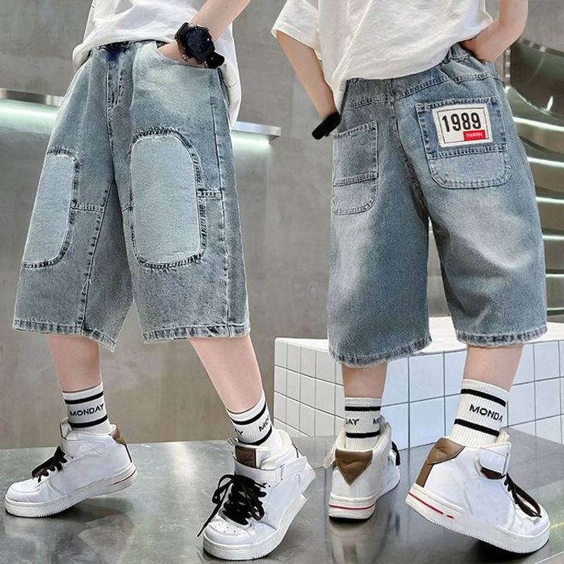 ​​Jeansshorts mit Stretchbund für Jungen – Weiche, gewaschene Baumwolle, 5-Zoll-Jeans (120–180 cm) | Schulerprobter Stil | Vorgeschrumpft und farbecht​​_voghion.com