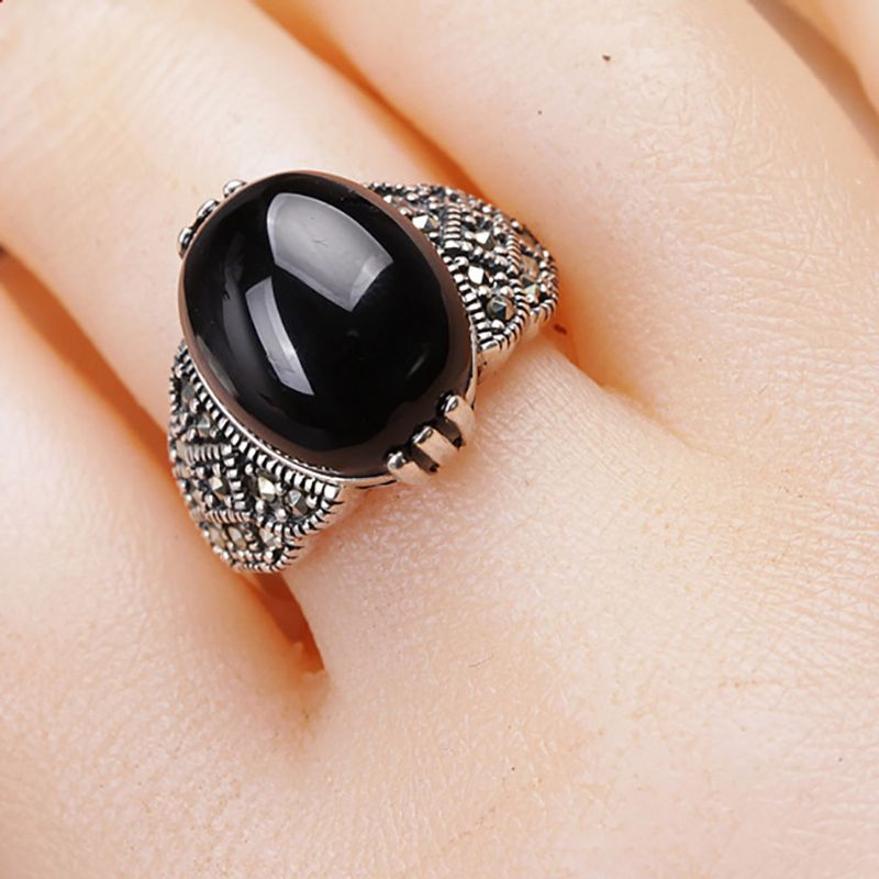Granat verstellbarer eleganter Edelstein großer Ring rotes Band_voghion.com