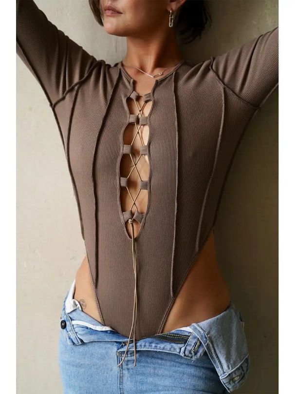 Bodysuit with long sleeves and lace-up_voghion.com
