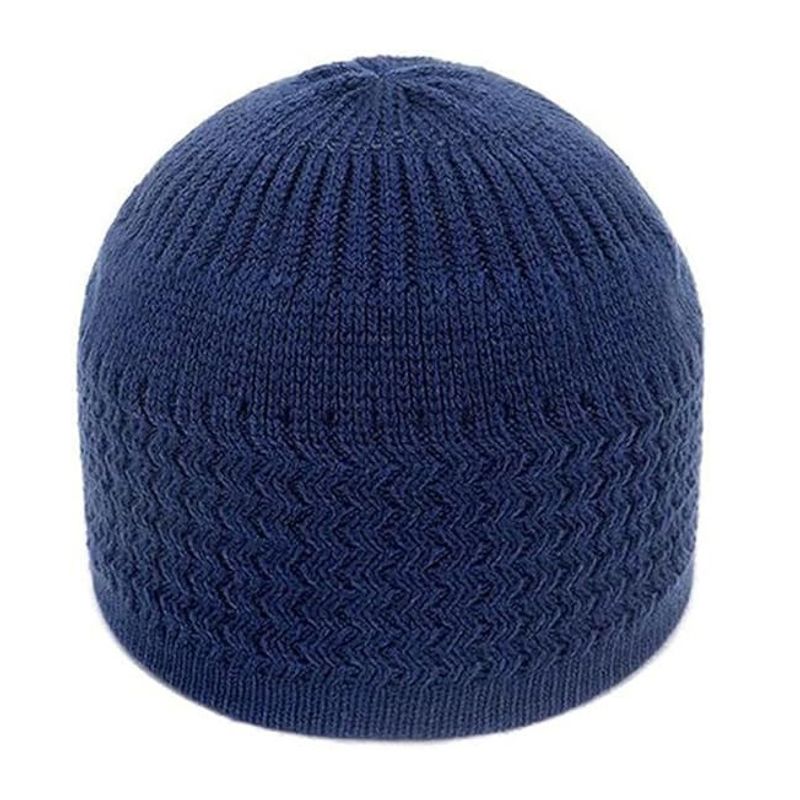 Arab Muslim hat autumn and winter knitted hat men and women wave jacquard melon skin hat round top woolen head cap_voghion.com