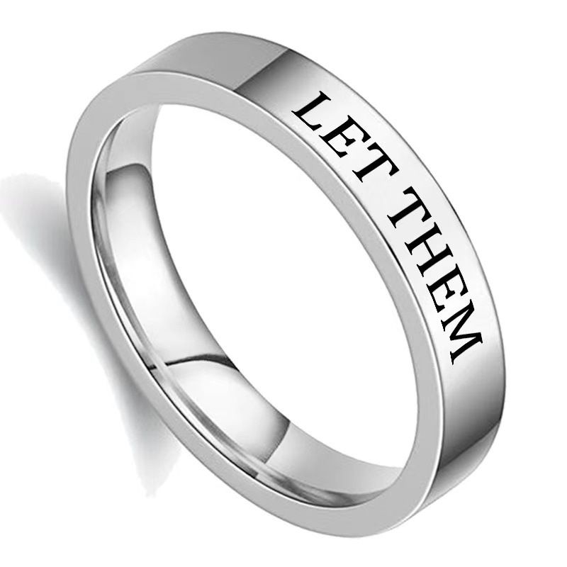 Anelli di coppia lucidi LET THEM, nuovi modelli alla moda del 2024, gioielli da uomo alla moda_voghion.com