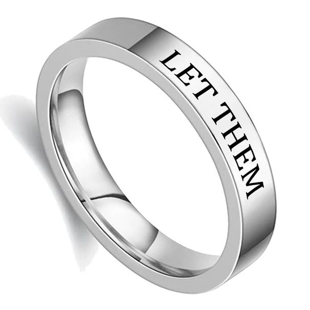 Anelli di coppia lucidi LET THEM, nuovi modelli alla moda del 2024, gioielli da uomo alla moda_voghion.com