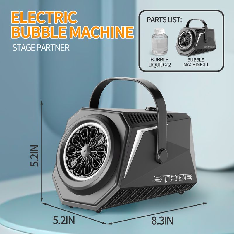 Stage Bubble Machine With LED Lights High Capacity Electric Bubble Blower For Parties Weddings Kids Play_voghion.com