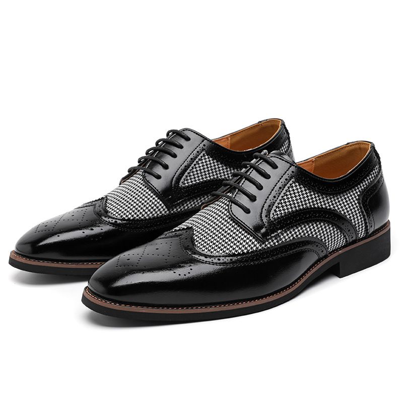 Zapatos Oxford formales con cordones para hombre, estilo informal de negocios, para oficina, fiestas y uso diario._voghion.com