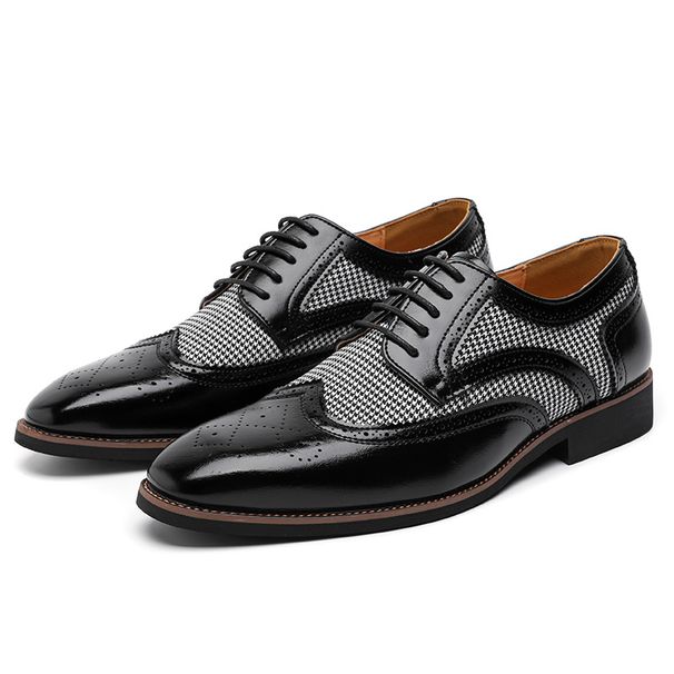 Zapatos Oxford formales con cordones para hombre, estilo informal de negocios, para oficina, fiestas y uso diario._voghion.com