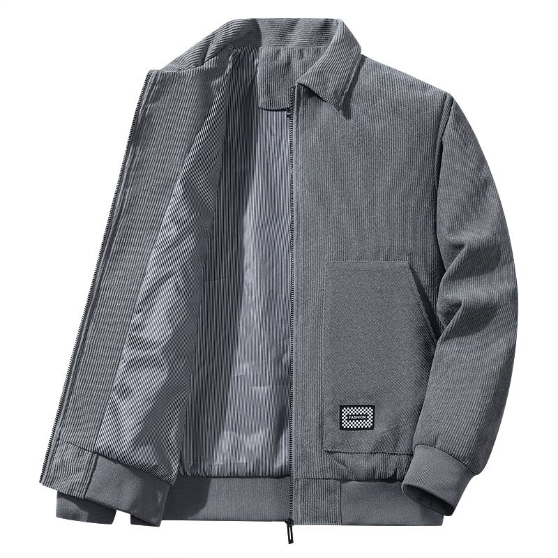 2026 European-USA Style Fashion Zip-Up Outerwear Men Lapel Long Sleeve Loose Windproof Keep Warm Corduroy Jacket M-5XL_voghion.com