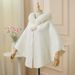girl Girl Hooded Shawl Cheongsam Dress Outerwear Cute Mink Fur Cape 2025 Winter New Coat_voghion.com