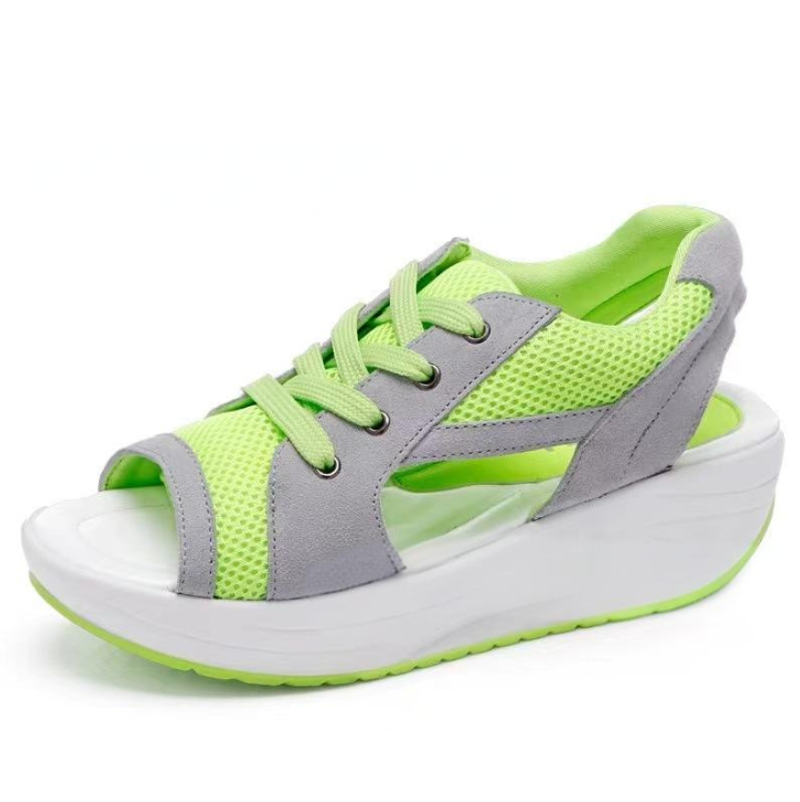 Women's Large Size Sandals For Women New Fashion Fish Mouth Sandals Lace Up Wedge Heel Rocking Bottom Sports Sandals_voghion.com