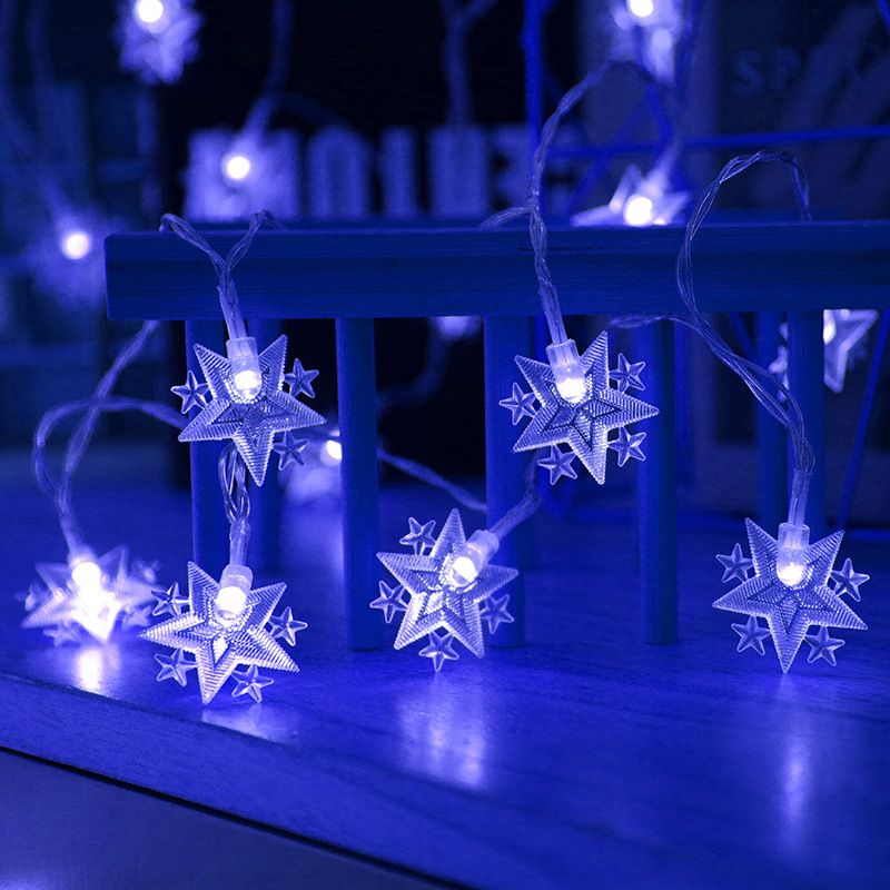 LED-Sternenlichterkette – 5-zackige Deko-Lichterkette (3-10m, 20 LEDs, Farbwechsel, IP43 PVC-beschichteter Kupferdraht, Kippschalter)_voghion.com