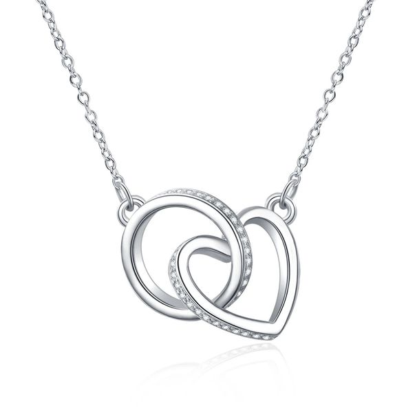 Collana con ciondolo a doppio anello in argento sterling S925 da donna con dettagli in diamanti, girocollo a catena a strati elegante e minimalista_voghion.com