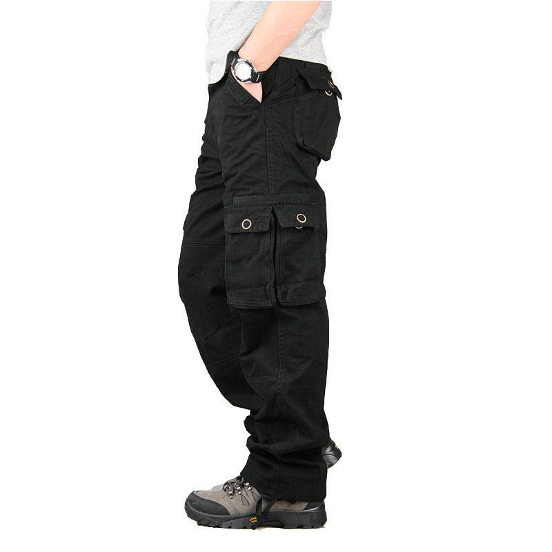 Men's clothing baggy multi-pocket casual pants outdoor cotton overalls_voghion.com