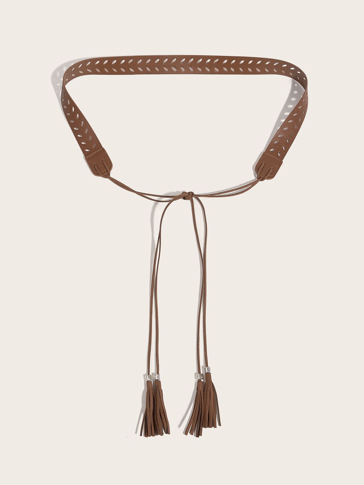 Cintura da donna versatile con borchie, in pelle PU circolare traforata, stile street fashion, con cinturino unico_voghion.com