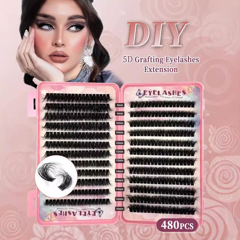 5D Volume Lash Book – 480 Cluster falsche Wimpern, 80D dramatisches Volumen für natürliche Wimpernverlängerungen, einzelne Cluster und einfach anzuwenden_voghion.com