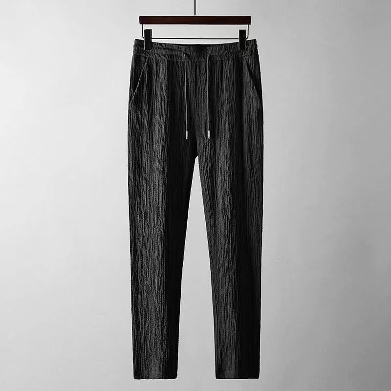 Men's Casual Suit Thin Sports Suit Fashion Short-Sleeved Trousers Trendy Light Luxury Two-Piece_voghion.com