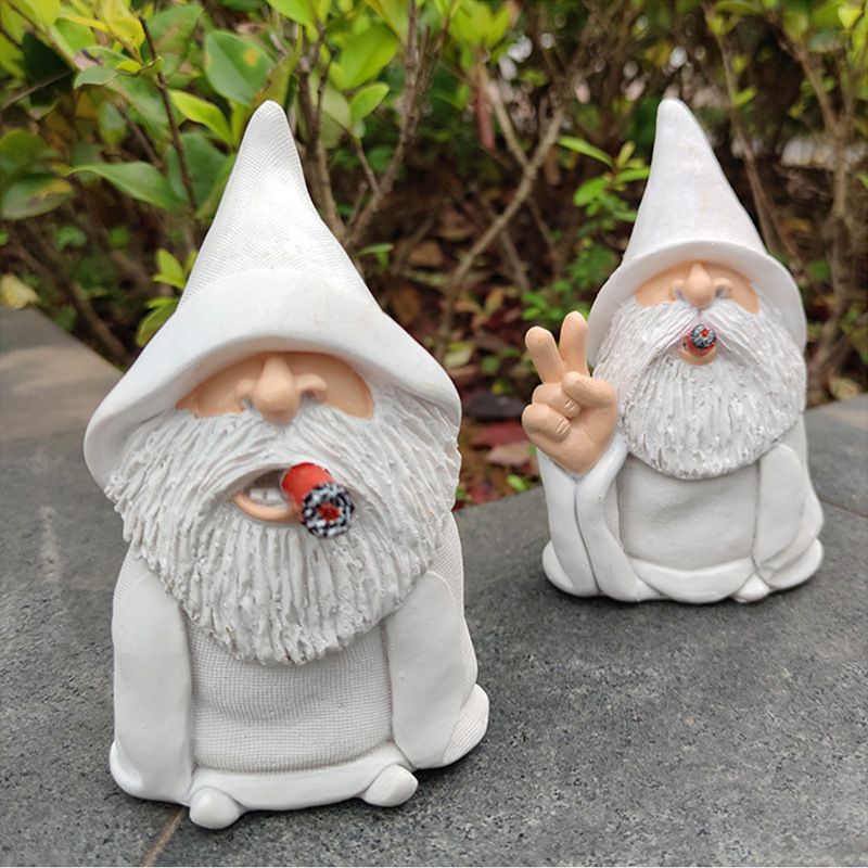 Old Man Vertical Middle Finger Creative Resin Craft Dwarf Statue Garden Decoration_voghion.com