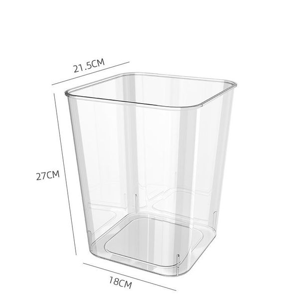 Large Plastic Square Trash Can For Living Room Kitchen Bedroom Bathroom Dormitory Modern Style Transparent Light Luxury_voghion.com