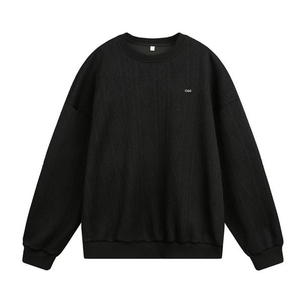 Nordmann Jakarlı Dokulu Ağır Sıklet Yuvarlak Yaka Sweatshirt Sonbahar Retro Renk Bloklu Harfli Nakışlı Hafif Eski Para_voghion.com