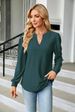 Women's Top, Shirt, Casual Shirt, Bubble Long Sleeved Waistband, V-neck_voghion.com