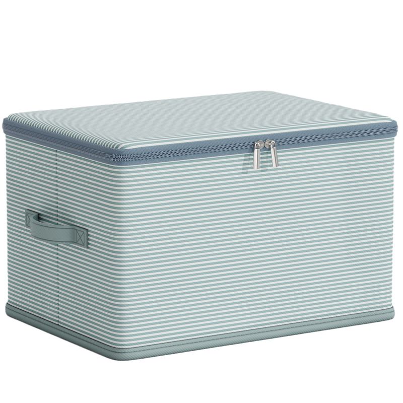 Functional Bags Double zipper clothing storage non woven fabric home dormitory folding storage striped storage box with lid wardrobe storage box_voghion.com