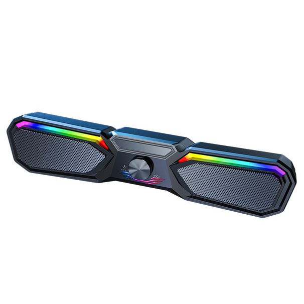 Altavoz Bluetooth inalámbrico, altavoz multimedia para computadora, barra de sonido con subwoofer con cable RGB, adecuado para PC, portátil, altavoces de escritorio_voghion.com