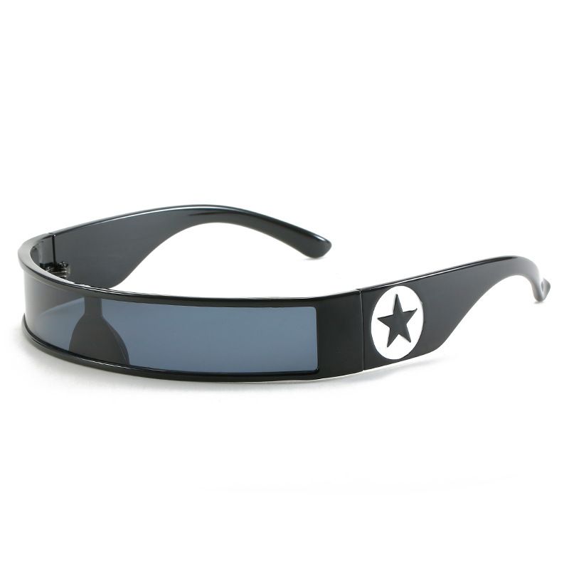 Nuevas llegadas Gafas de sol One Piece Y2K Gafas de sol vintage con forma de estrella y pentagrama Envolventes con marco estrecho Gafas de sol estilo punk Moda de tendencia_voghion.com