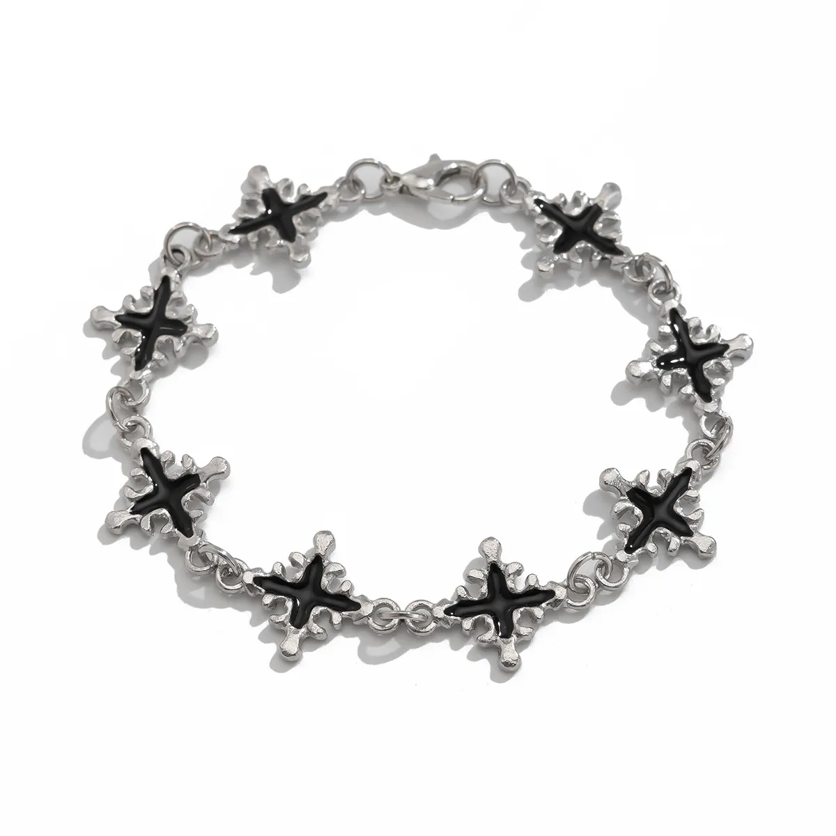 Hip Hop Niche Oil Drip Cross dla mężczyzn Moda Osobowość Prosta Bransoletka Koralikowa Męska Gorąco Sprzedająca Się Biżuteria Ręczna_voghion.com