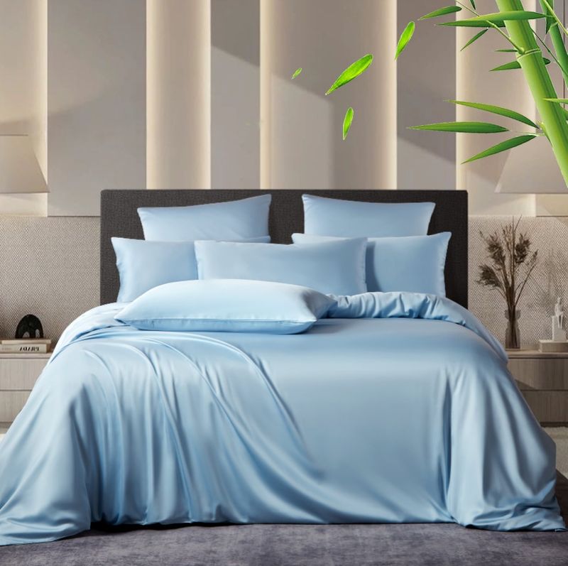 Summer Cool Bamboo Fiber Antibacterial Mite Removal Three Piece Set Duvet Cover Quilt Cover Bedding Set_voghion.com