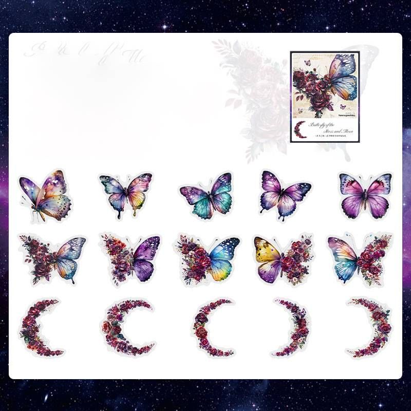 20 Pieces/pack Retro Butterfly Sticker Set, Decorative Butterfly Manual Stickers Cute, Magical, Beautiful Stickers_voghion.com