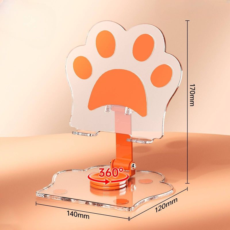Cat Claw Acrylic Tablet Stand For Desktop, Multi-angle Adjustable Transparent Tablet Stand, 360° Rotation And Movement, Suitable For Desk Home Office_voghion.com
