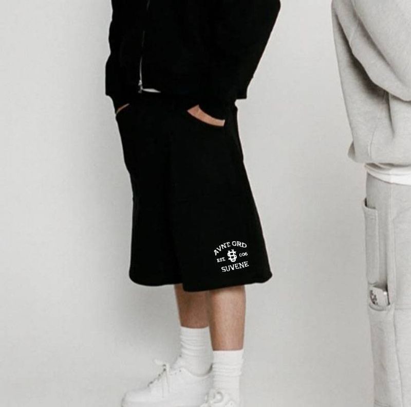 Men's Y2K Knit Cargo Shorts - Streetwear 5-Point Length Multi-Pocket Workwear Pants (Black/Gray)​_voghion.com