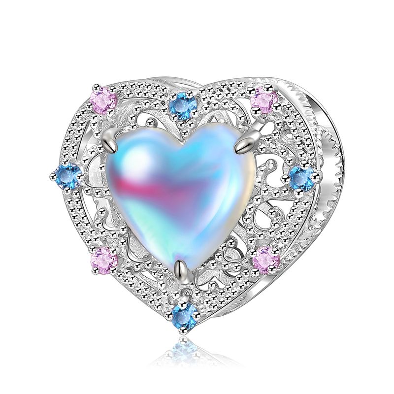 Women's Beads heart-shaped beads simple hollow inlaid beads ins style S925 silver bracelet diy accessories jewelry_voghion.com