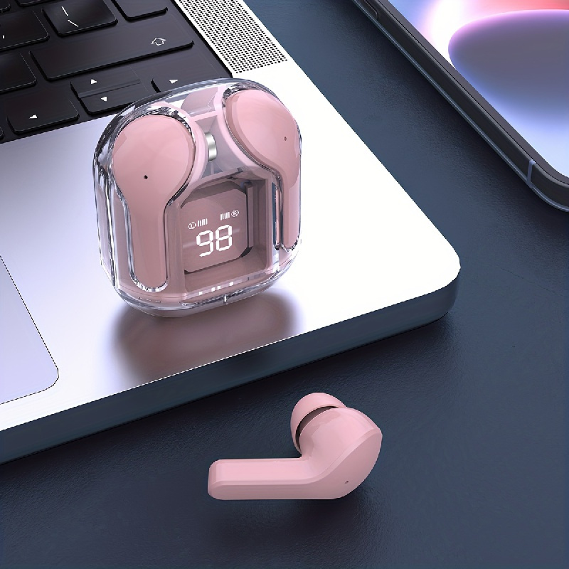 Transparent TWS, Coverless Design, Wireless V5.3 Color True Wireless Stereo Earbuds, Touch Button, Hands-Free Earphones, Battery Capacity Digital Dis_voghion.com
