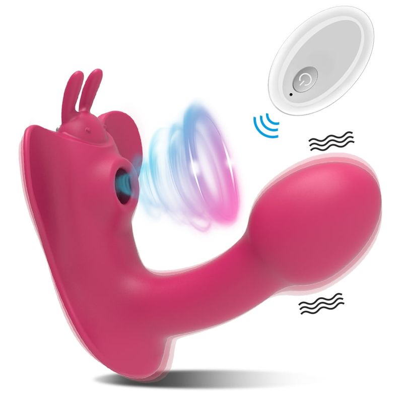 XBONP Butterfly Wearing G Spot Vibrators For Women Wireless Remote Control Sucking Vibrator Female Vacuum Stimulator Sex Toys Red_voghion.com