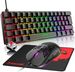 Ensemble clavier et souris de jeu ZIYOULANG T60 UK, compact et rétroéclairé à 60 % arc-en-ciel_voghion.com