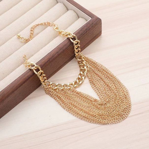 Catena per scarpe con nappa a strati hip-hop per donna, catena geometrica in metallo con personalità esagerata, accessori per cavigliera_voghion.com