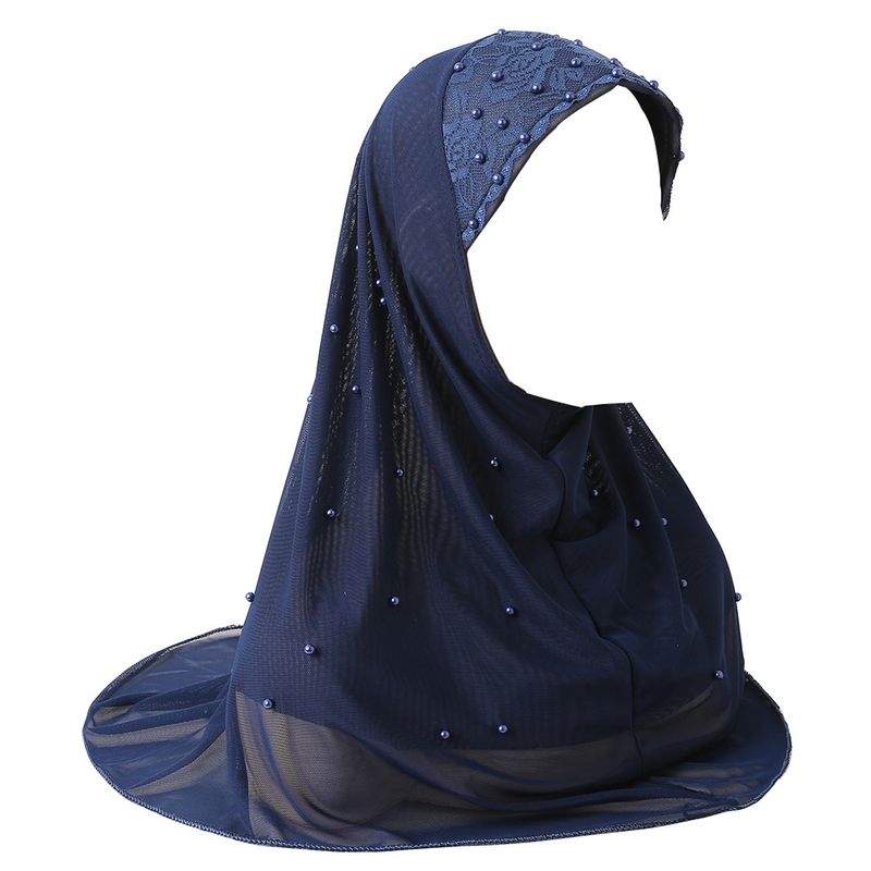 Cappello alla moda con fascia per capelli araba con perline a doppio strato in rete H078_voghion.com