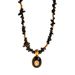 Collana da donna fatta a mano con perline in onice nero e ciondolo ovale in zircone smaltato, pezzo di lusso leggero e geometrico in stile boho_voghion.com