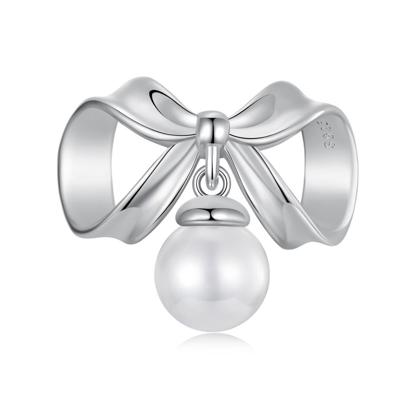 Pearl Bowknot Charm Sterling Silver Charm_voghion.com